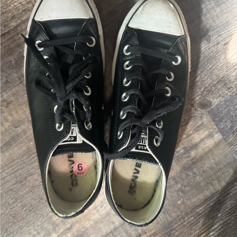 Converse Black and White Leather size 9 women’s